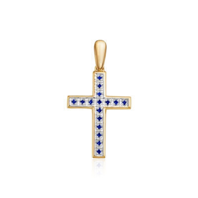 картинка Крест из красного золота с сапфиром (2482) 